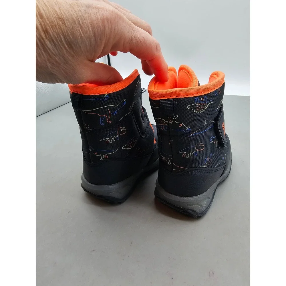 Carters Grady Toddler Boys Navy Blue Orange Dinosaur Snow Boots CF21Q08H Size 6M
